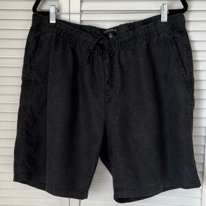 Saks Fifth Avenue women 100% linen waist drawstring black shorts size XL